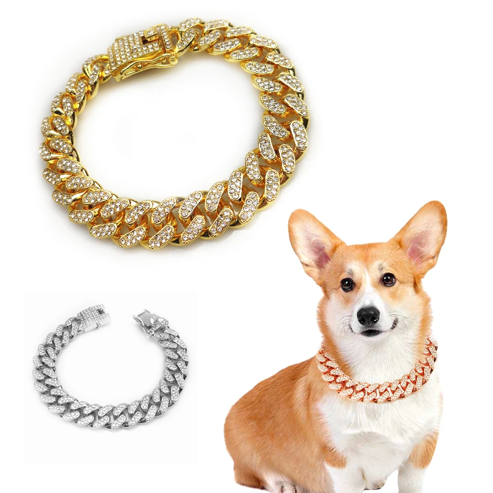 Chain Quick Link - Strass cão corrente colar de metal